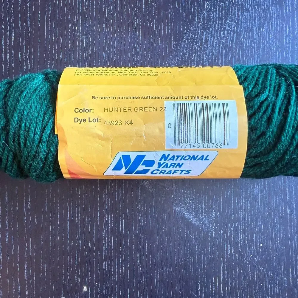 Lot of 4 Vintage National Yarn Crafts Rhapsody Yarn in Hunter Green Acrylic